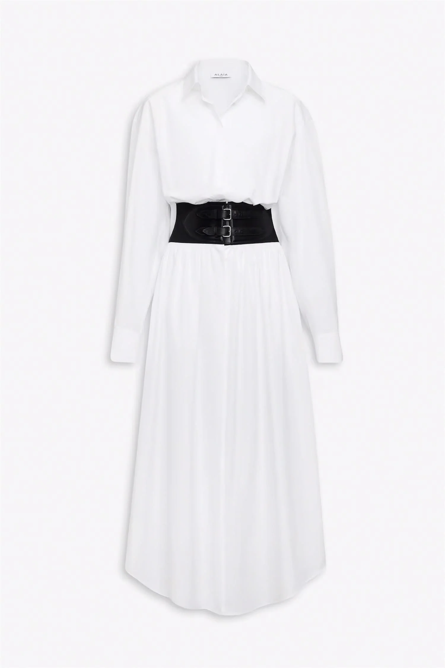 Belted Shirt Dress in Cotton Poplin