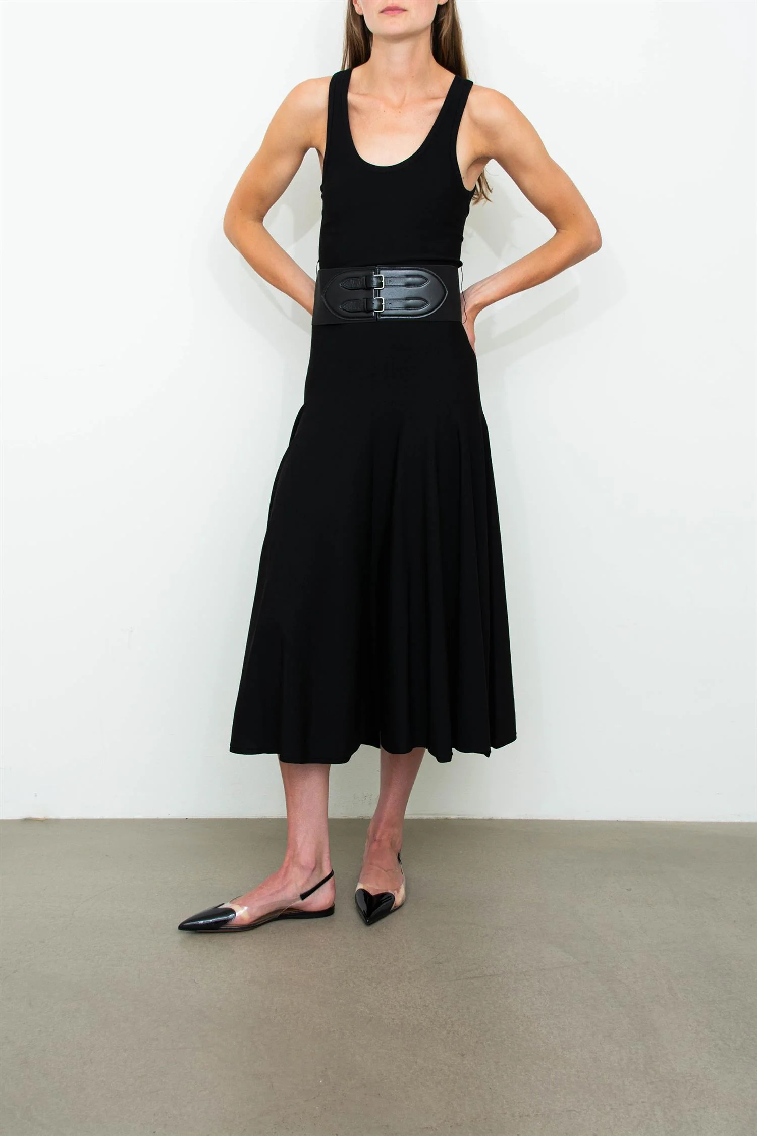 Belted Midi Dress in Mat Viscose Knit - Image 3