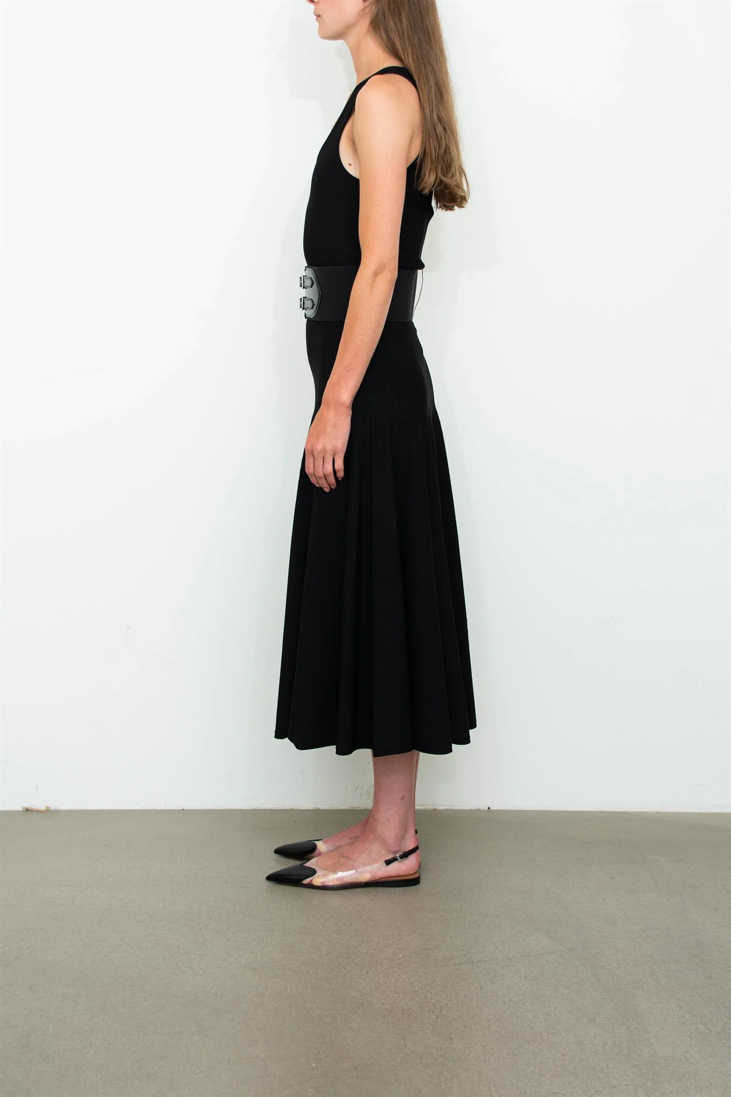 Belted Midi Dress in Mat Viscose Knit - Image 4