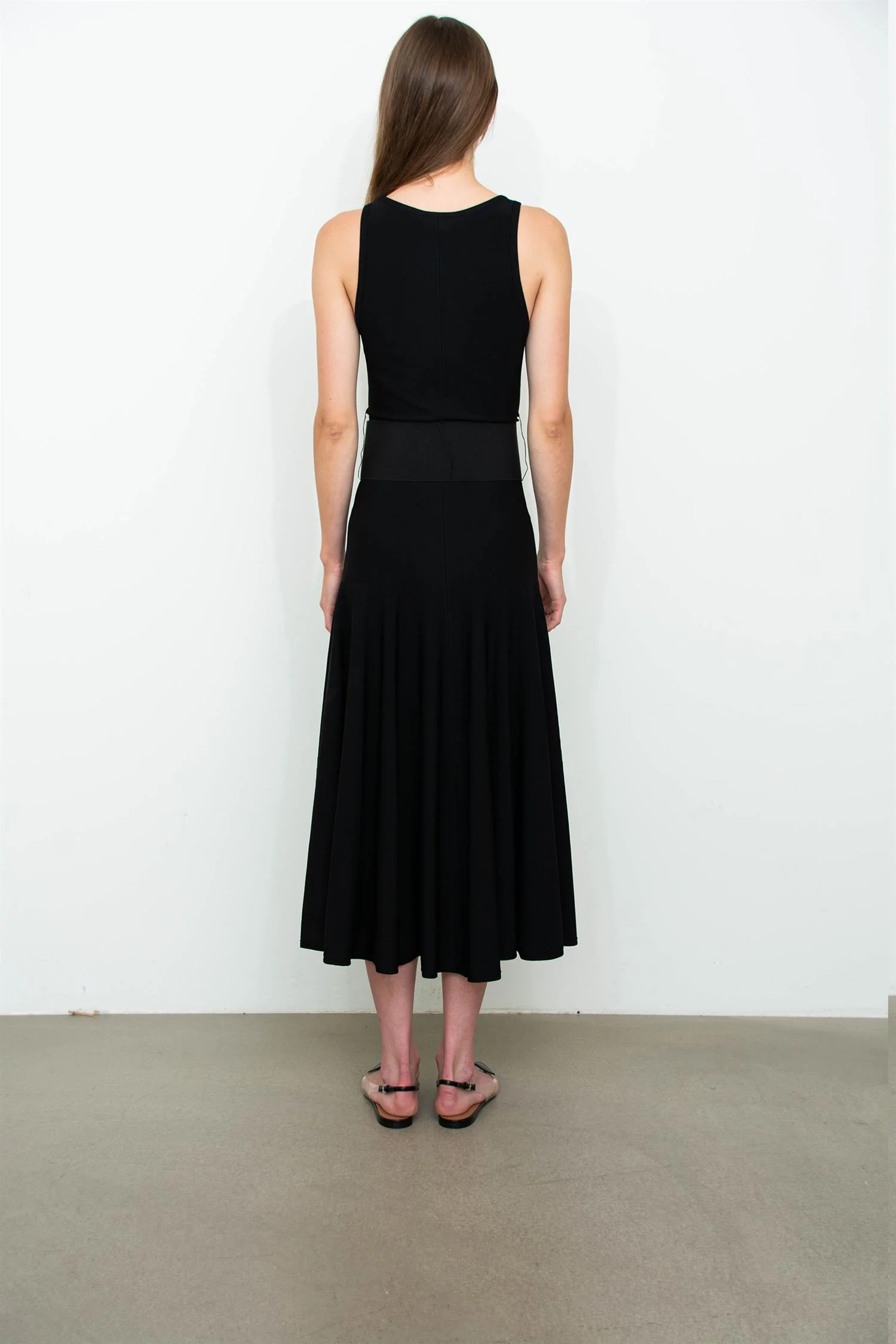 Belted Midi Dress in Mat Viscose Knit - Image 5