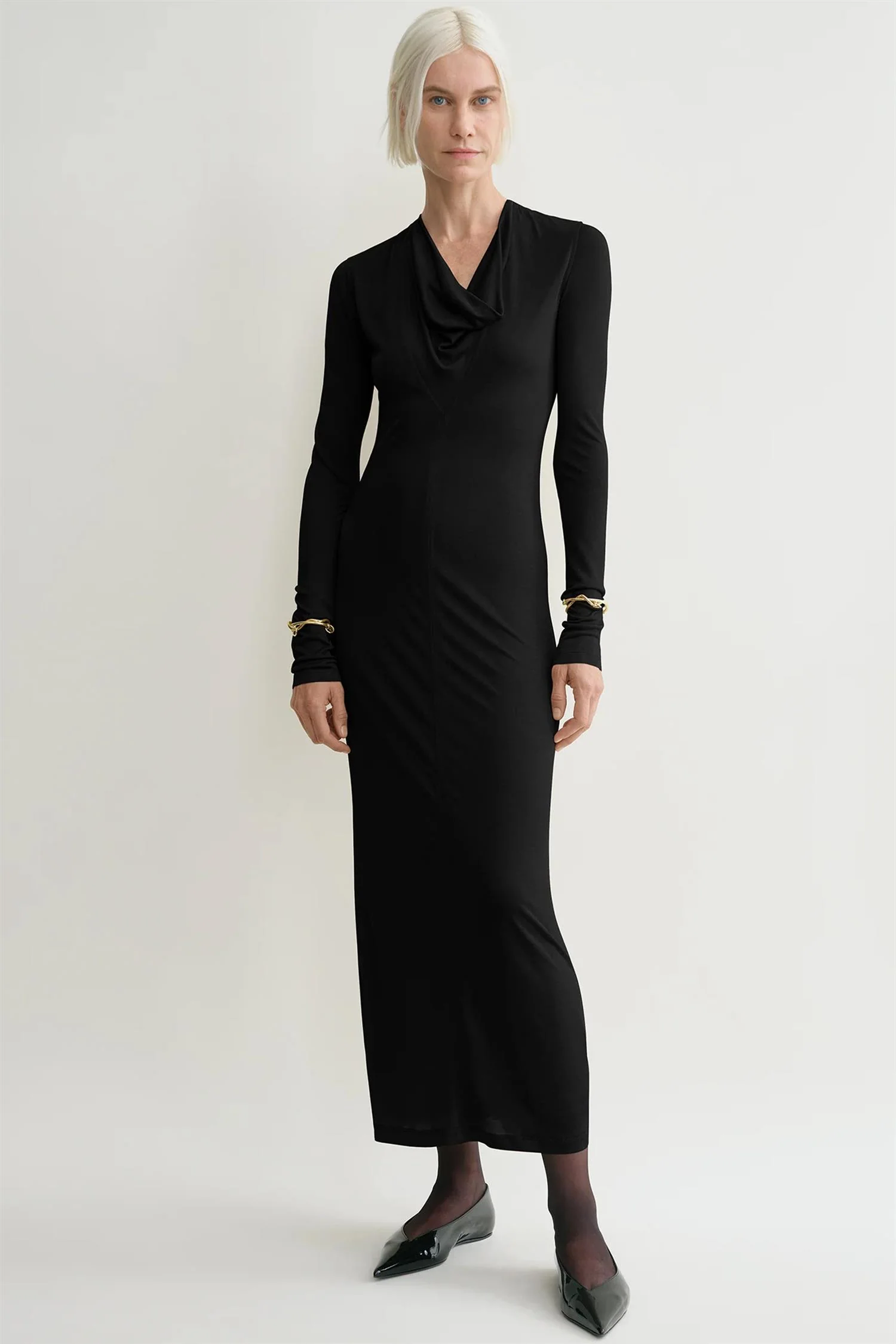 Draped V-neck Dress