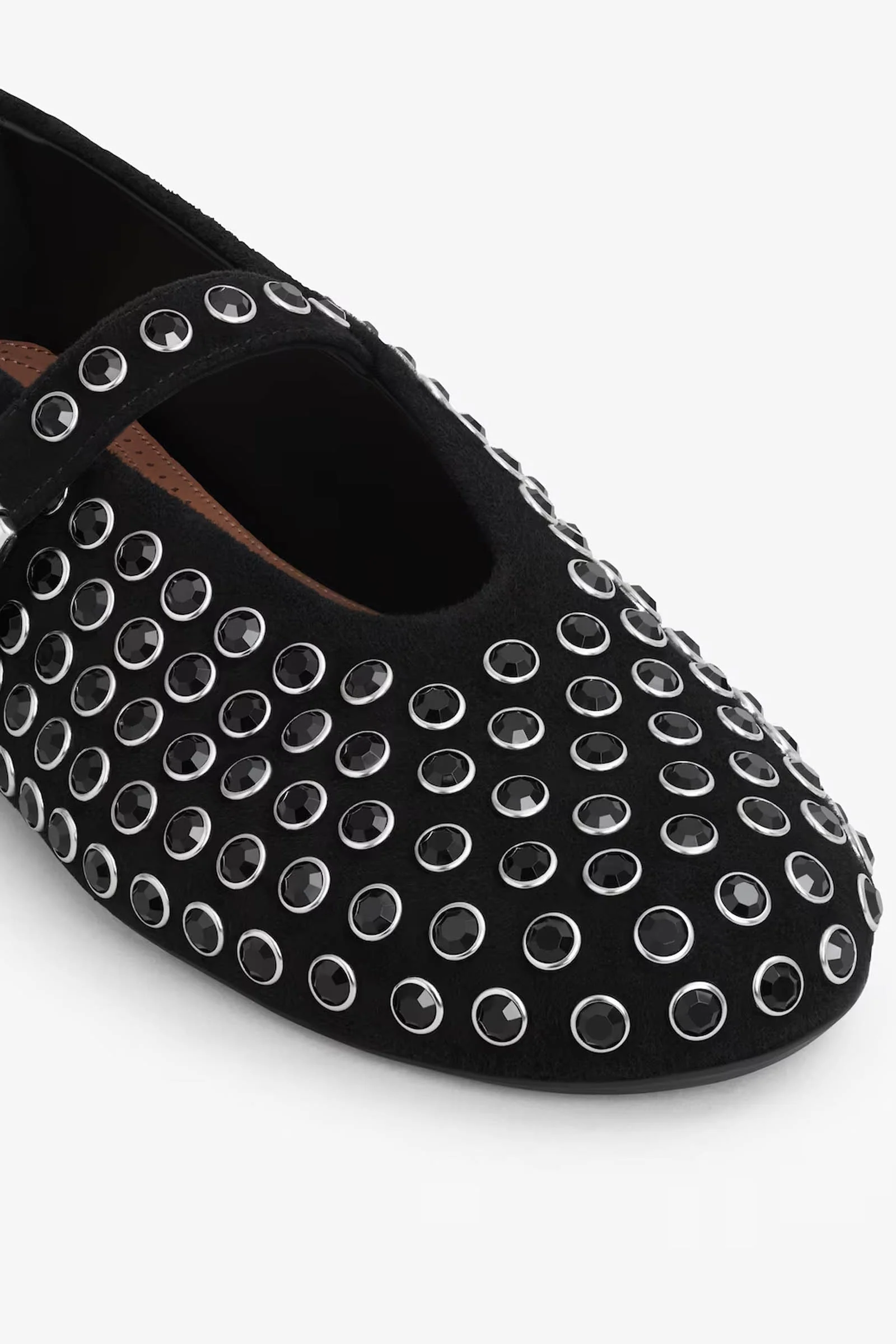 Strass suede leather ballet flats - Image 4