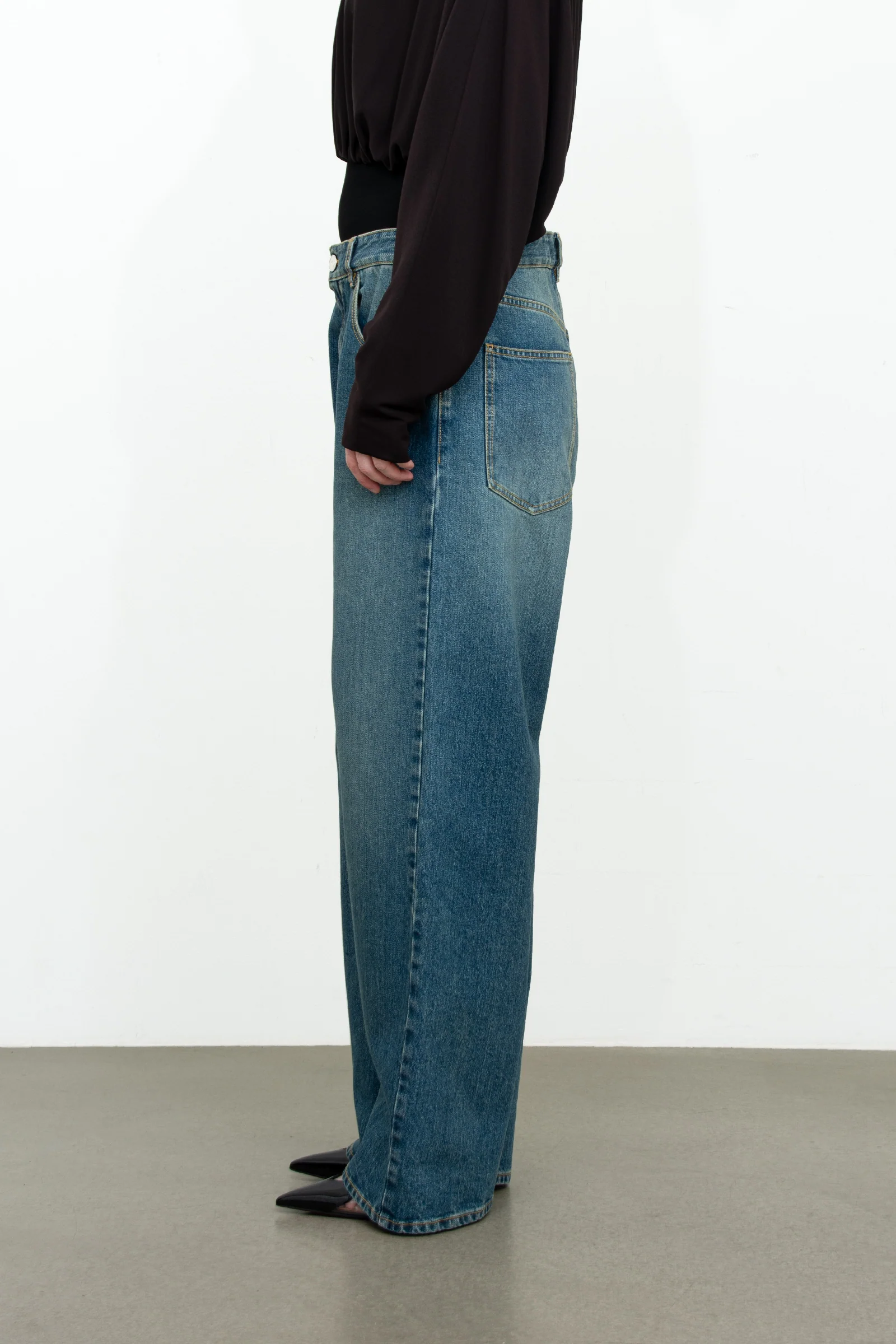 Knit band pants stone washed - Image 4