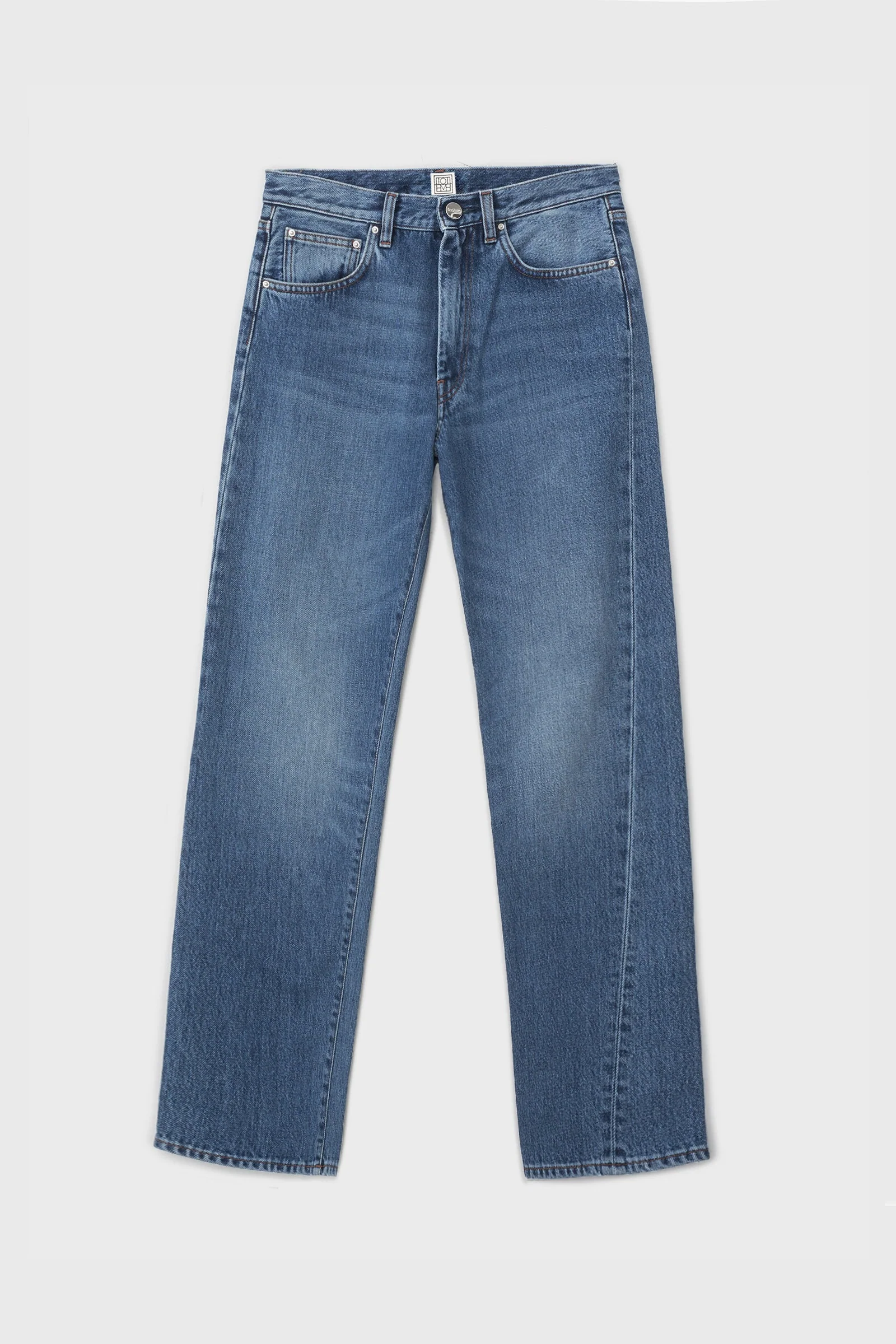 Twisted seam denim washed blue