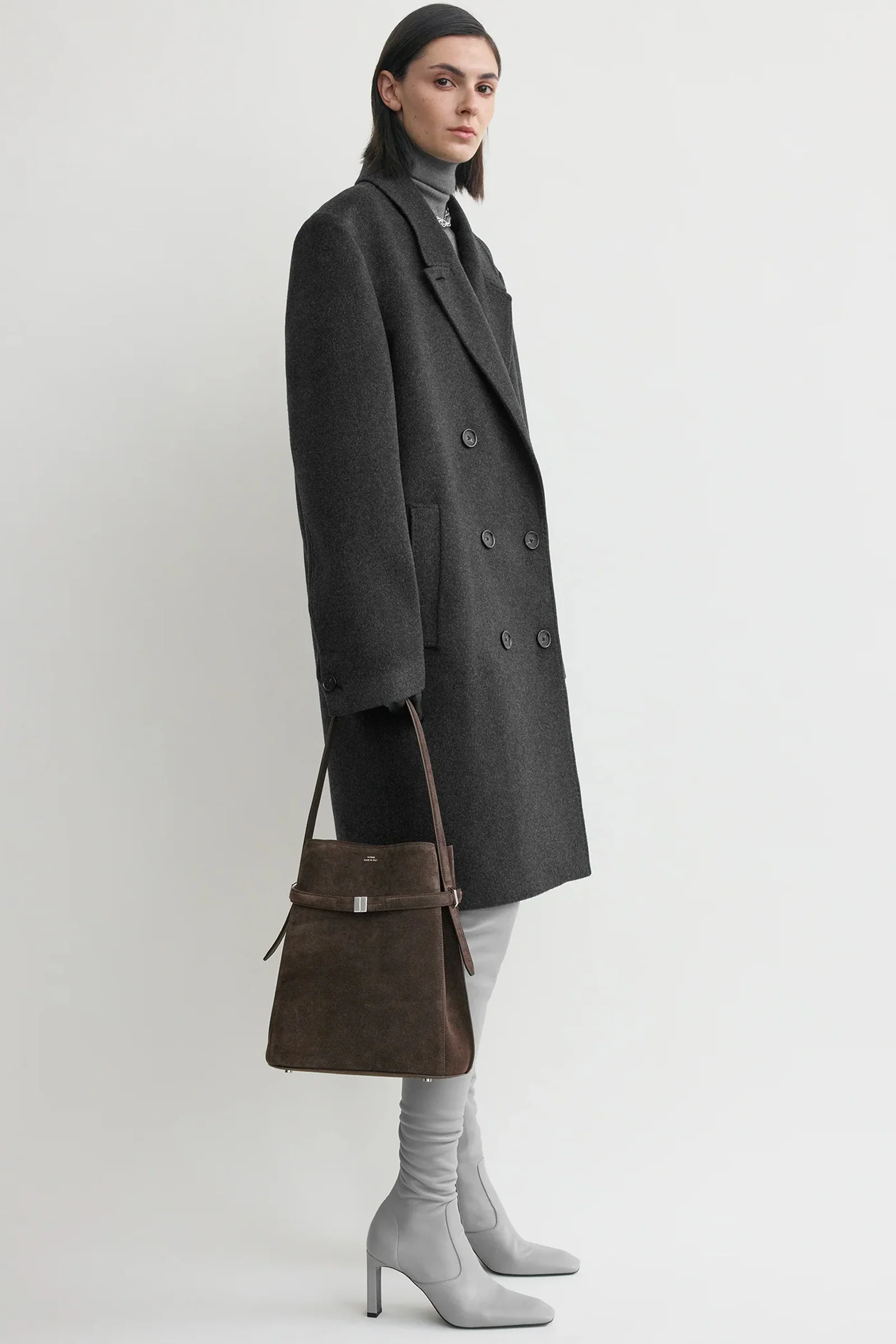 Belted suede bucket bag - Image 2
