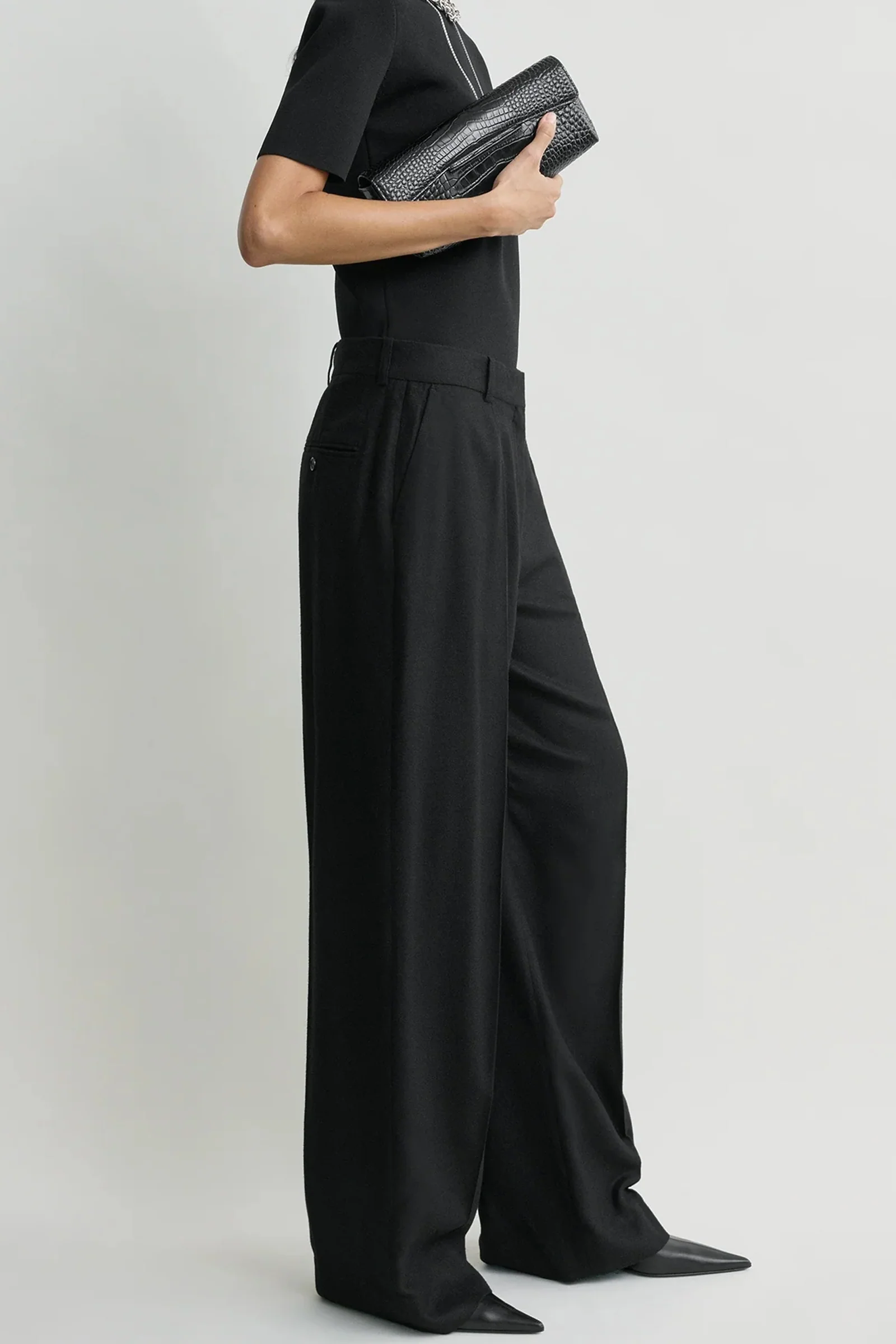 Wide flannel trousers - Image 3