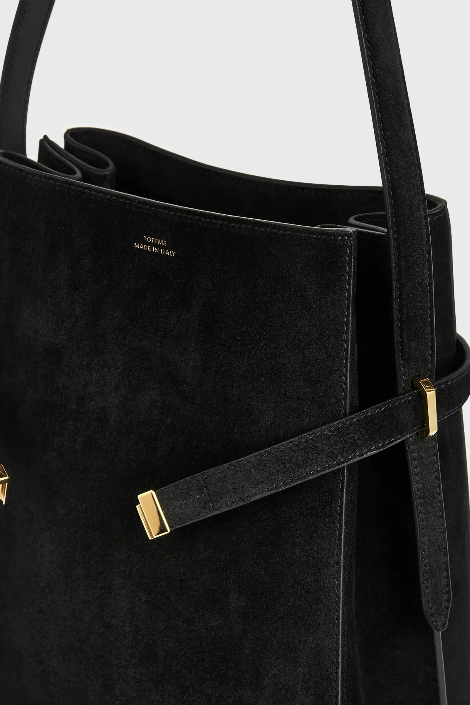 Belted suede bucket bag - Image 6