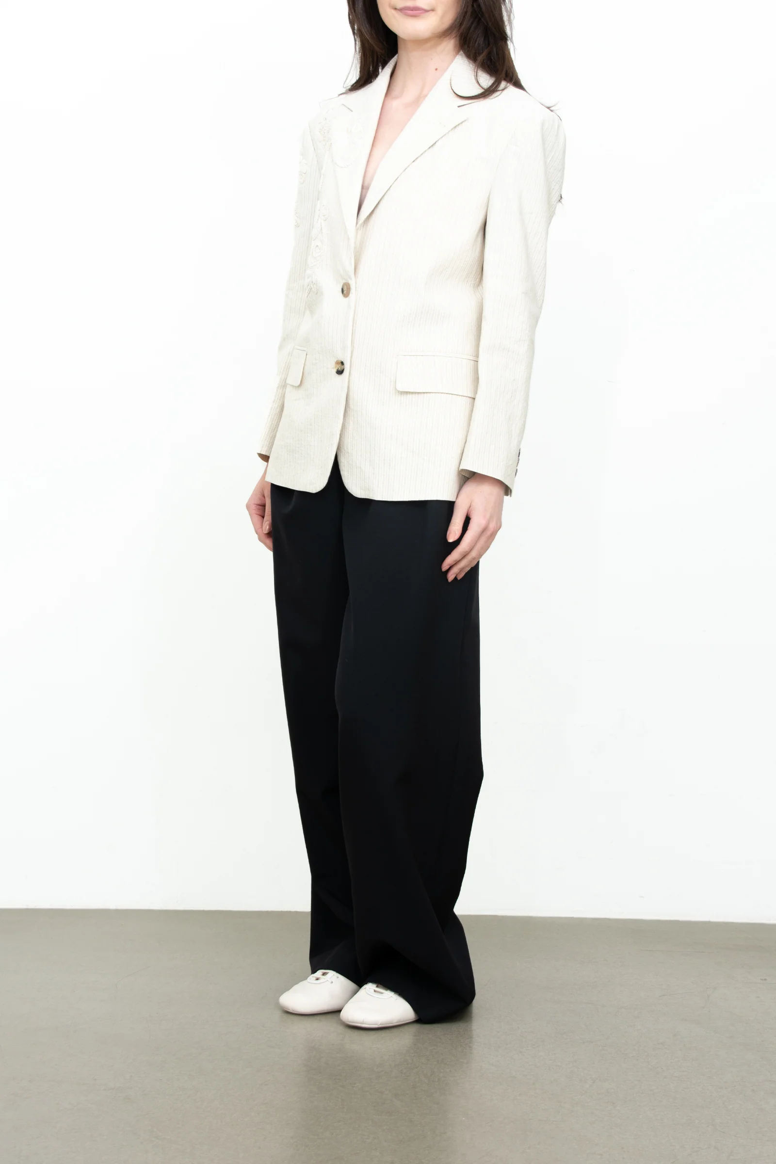 Washed Stripe Cotton Blazer - Image 3