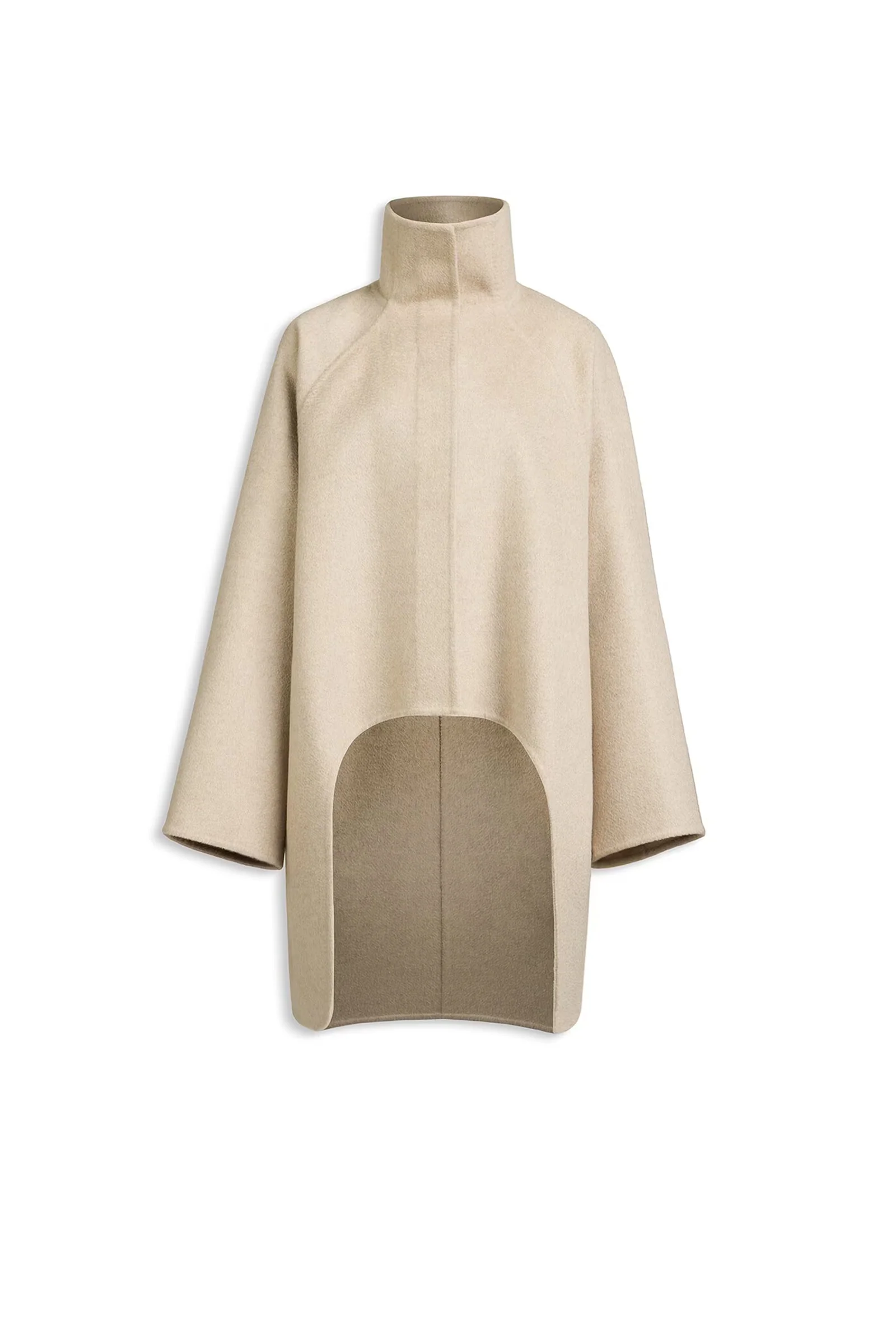 Asymmetrical coat in double face cashmere
