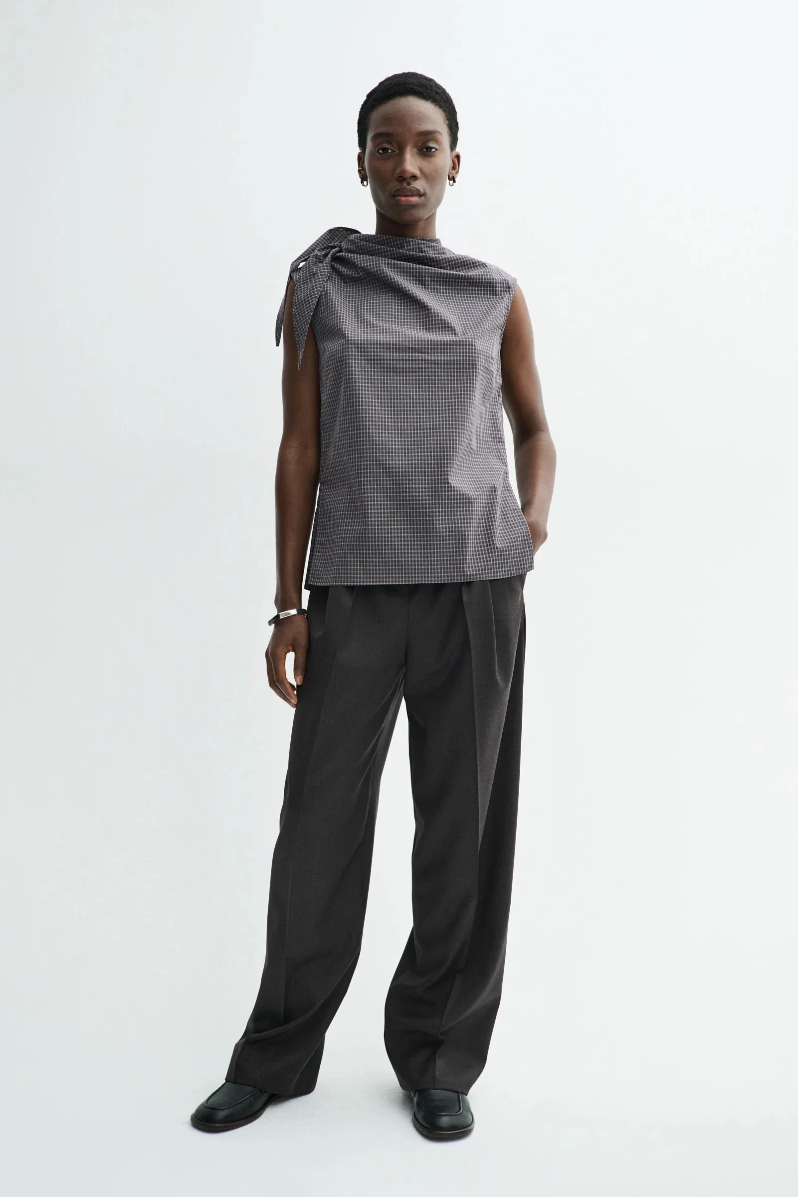 Tash check poplin top - Image 2