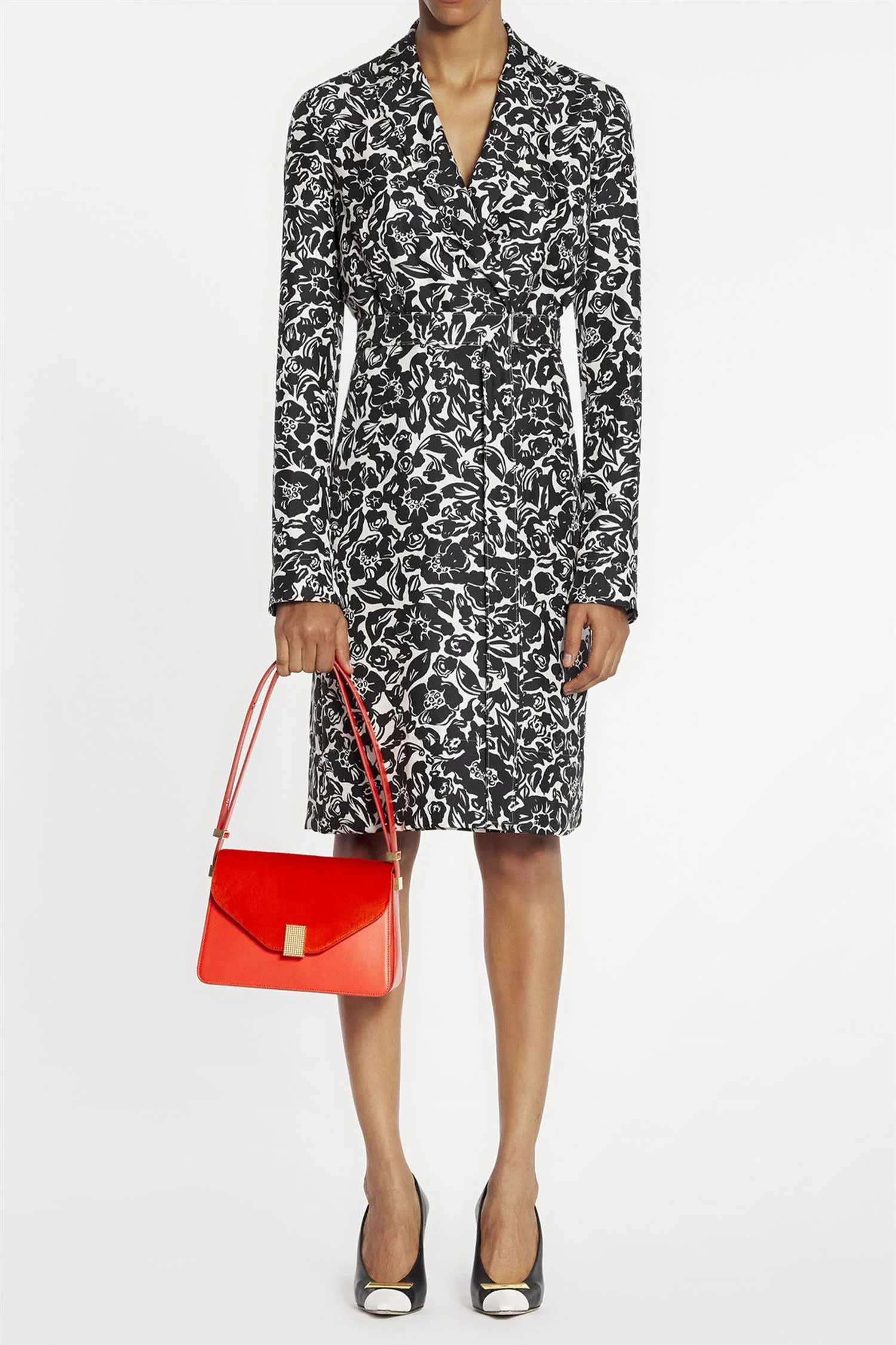 Flower Print Wrap Midi Dress