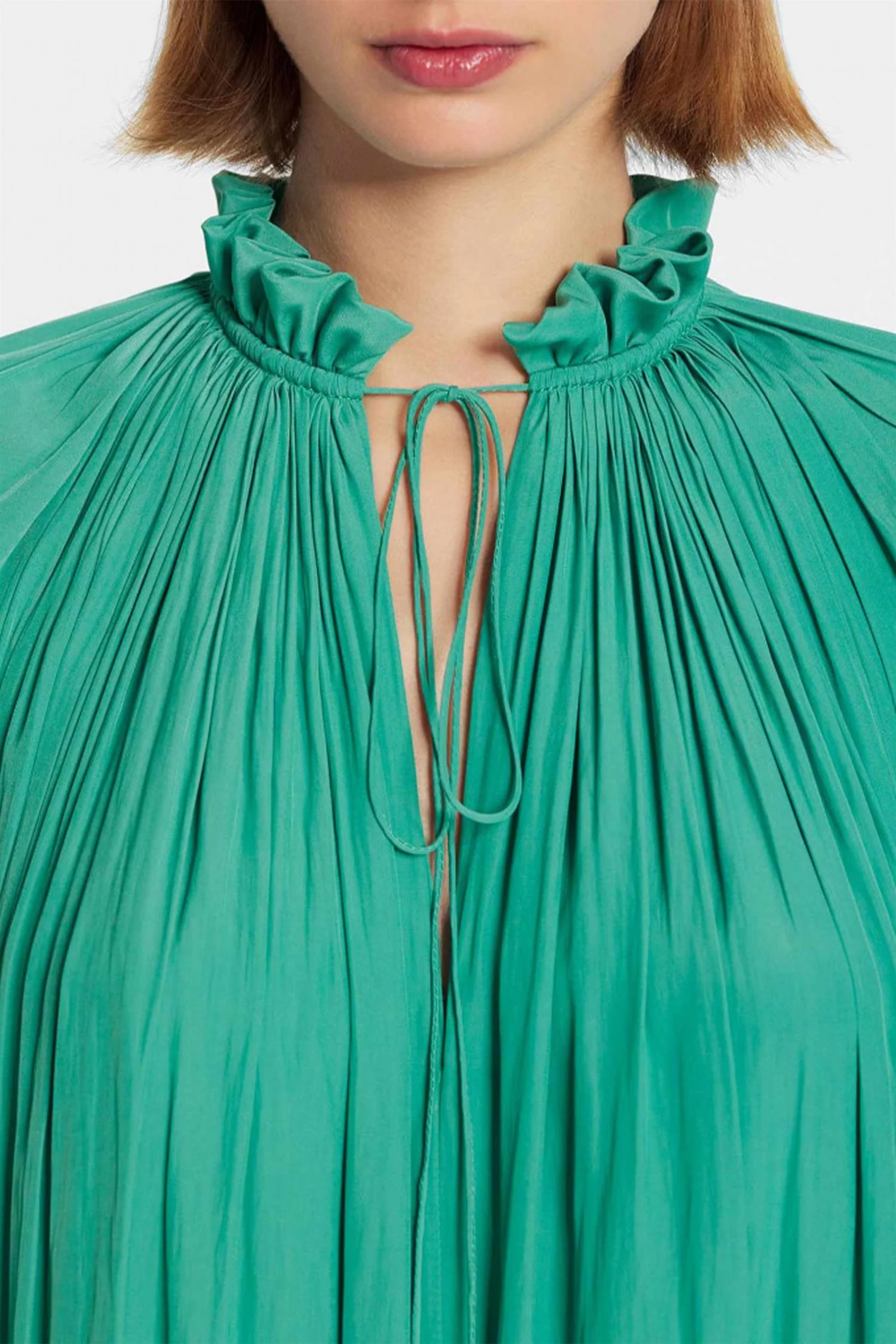 Short Charmeuse Dress With Long Sleeves and Ruffles - Image 4