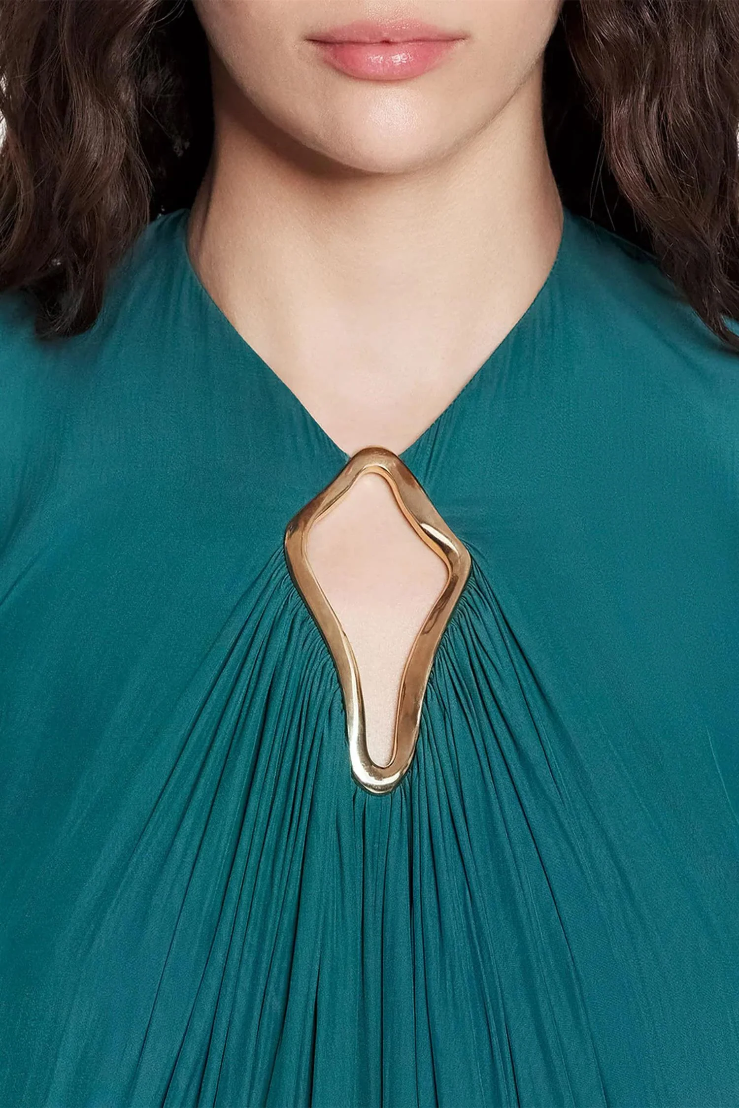 Long Sleeve Draped Long Dress - Image 4
