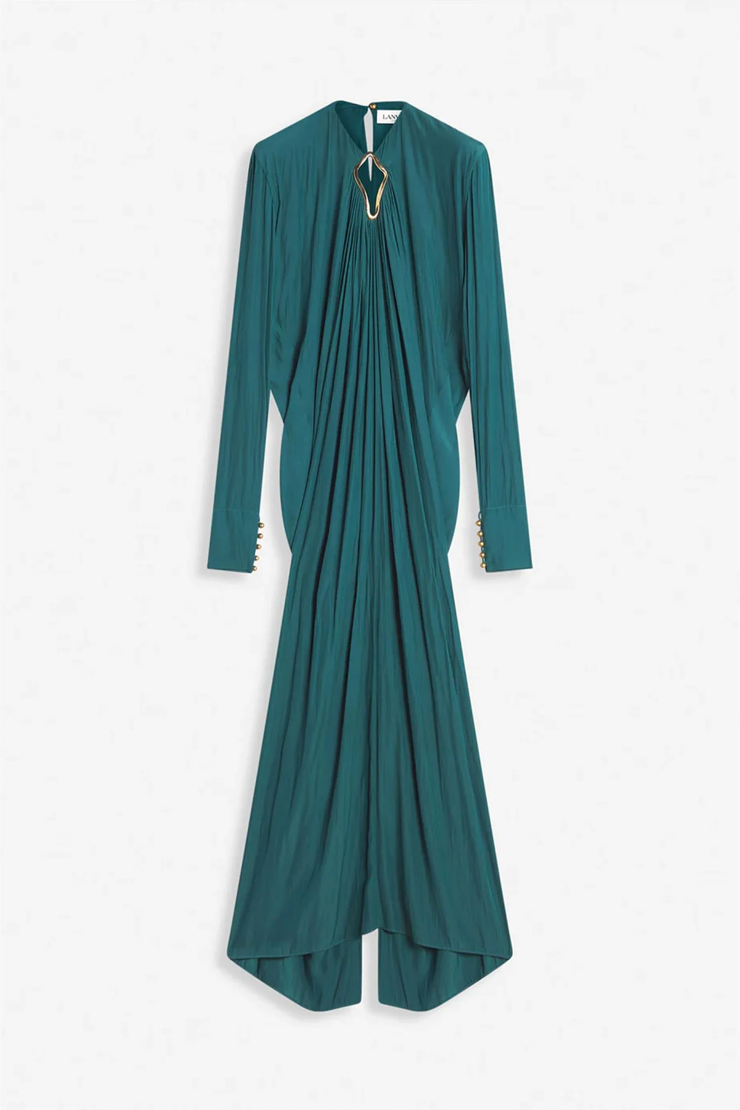 Long Sleeve Draped Long Dress - Image 6