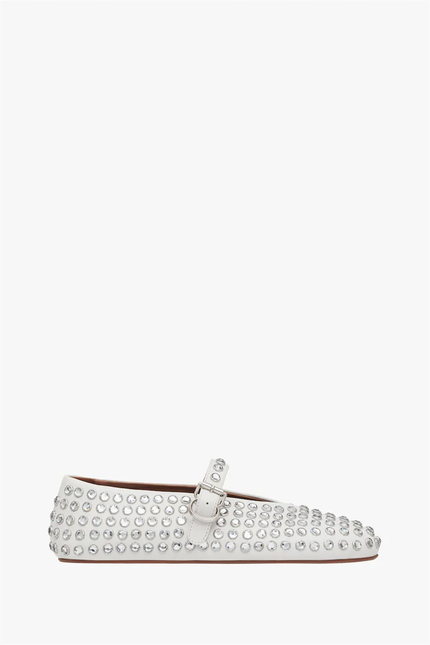 Strass leather ballet flats