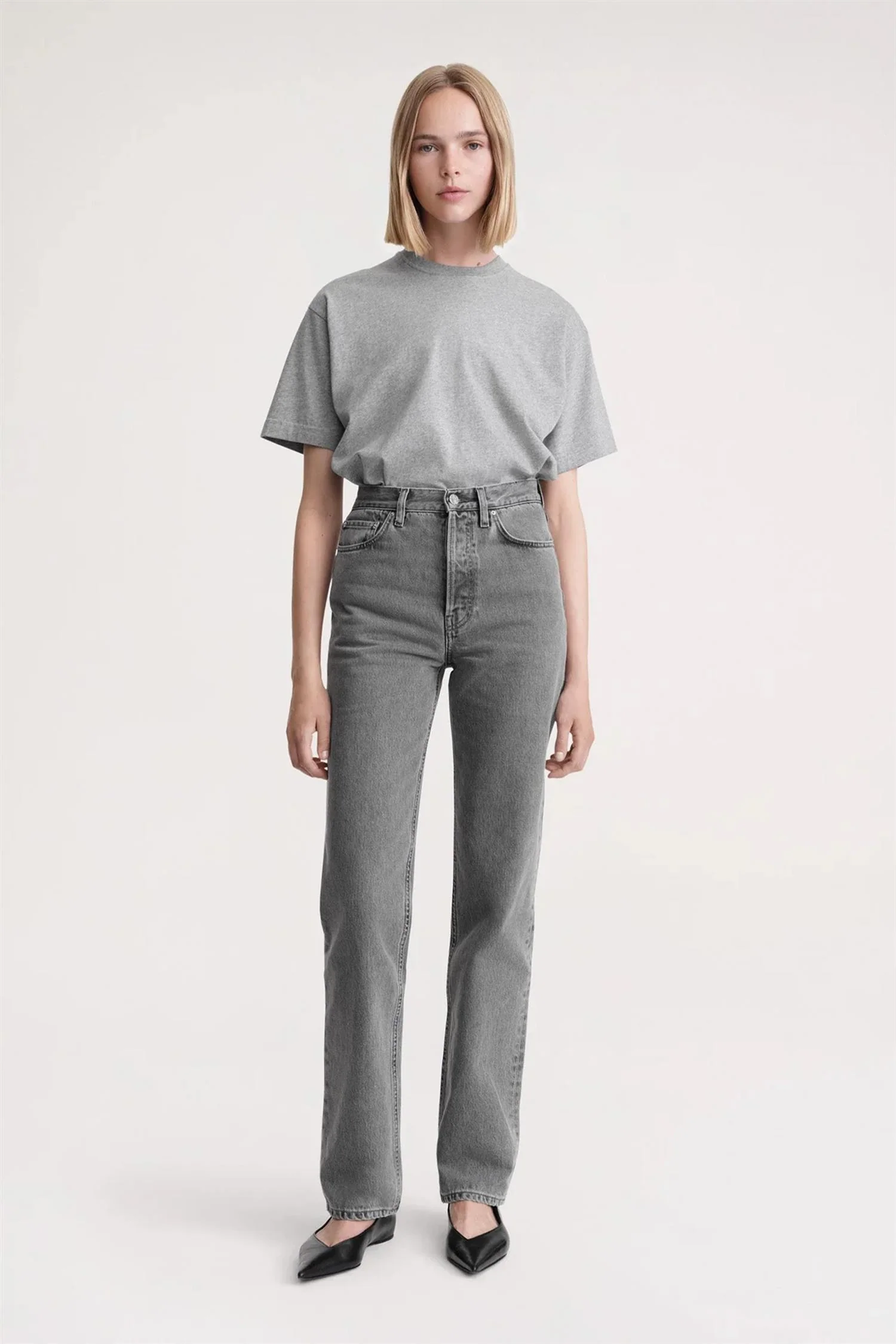 Classic Cut Denim Full Length Mid Grey - Image 2