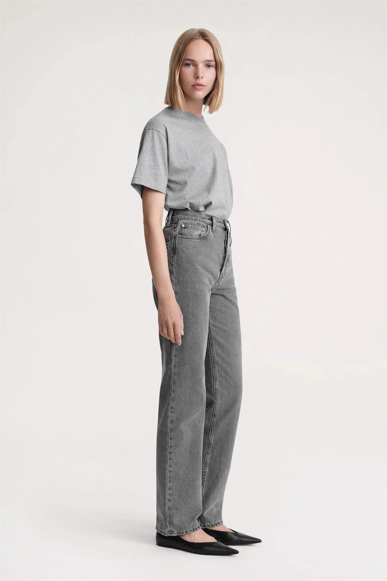 Classic Cut Denim Full Length Mid Grey - Image 3
