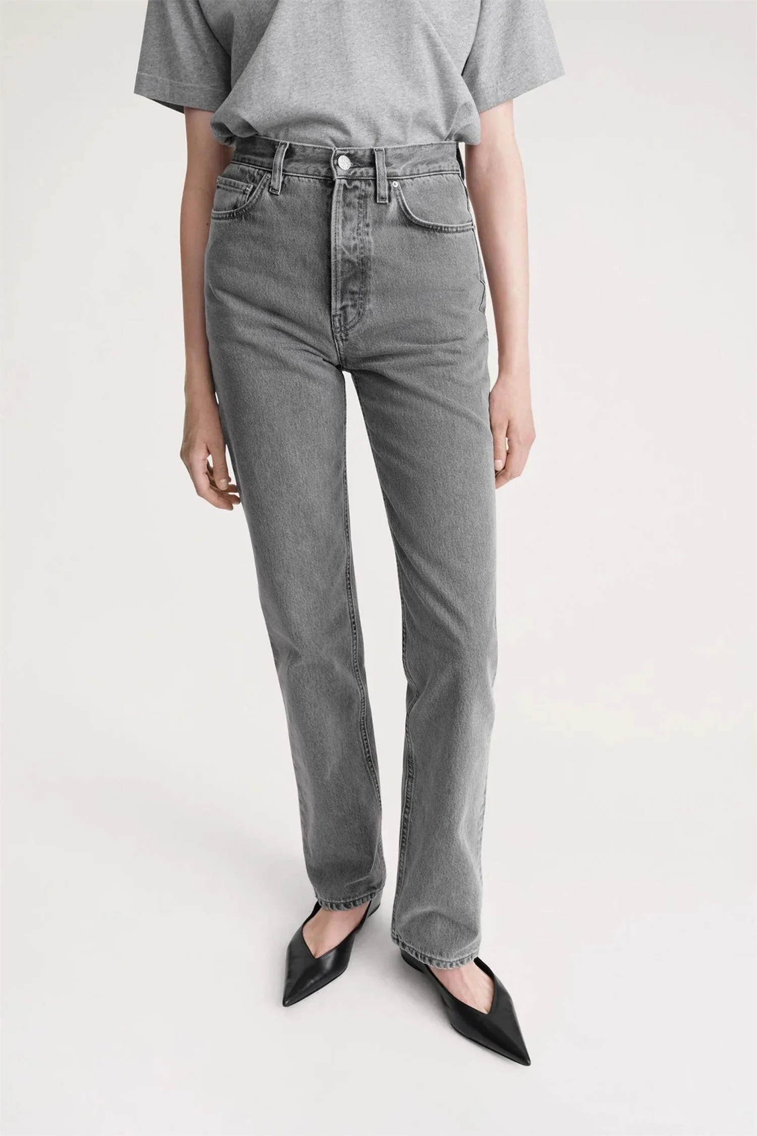 Classic Cut Denim Full Length Mid Grey - Image 5