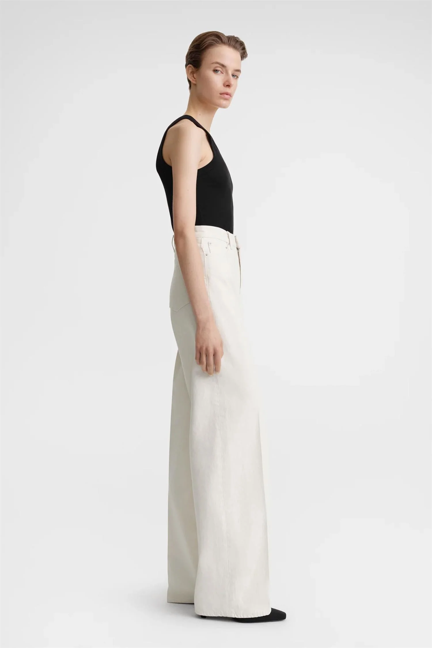Wide Leg Denim Ecru - Image 4